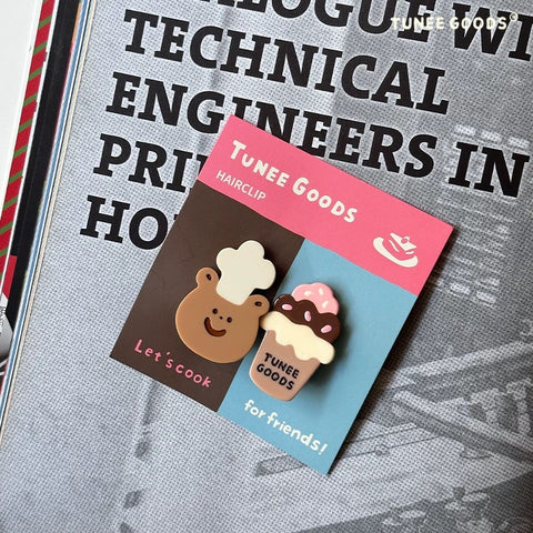 [TUNEE GOODS] Chef Bear Hair Clip 🧸🥖